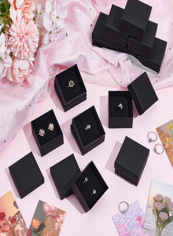 twinklemon 100PCS Ring Box Bulk Kraft Jewelry Gift Boxes 2’’ × 2’’ × 1.2’’ Small Earring Packing Boxes Square Cardboard Jewelry Box with Foam for Selling Weddings Valentine Birthday Business (Black) - Image 5